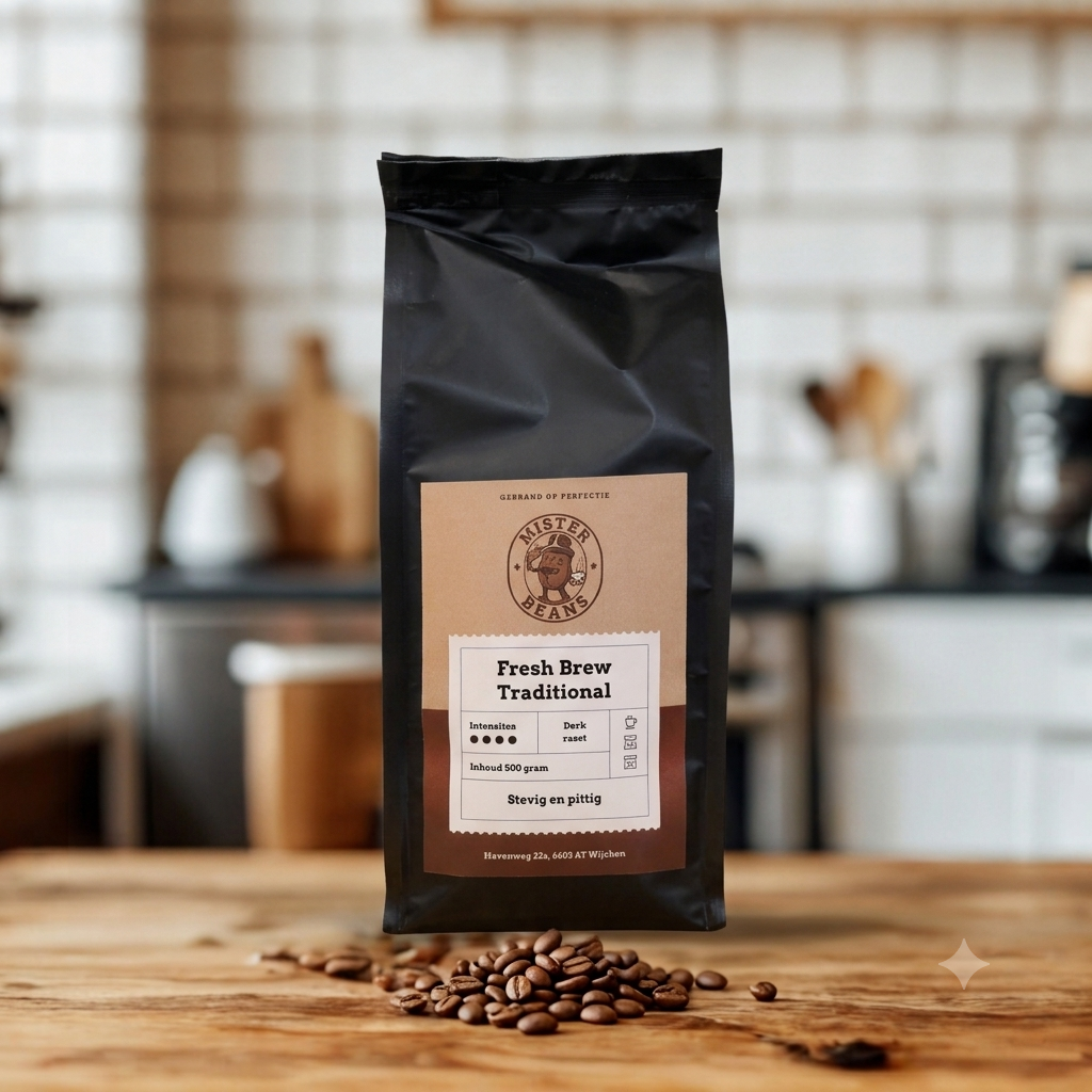 Verpakking Fresh Brew Traditional gemalen koffie, stevig en pittig