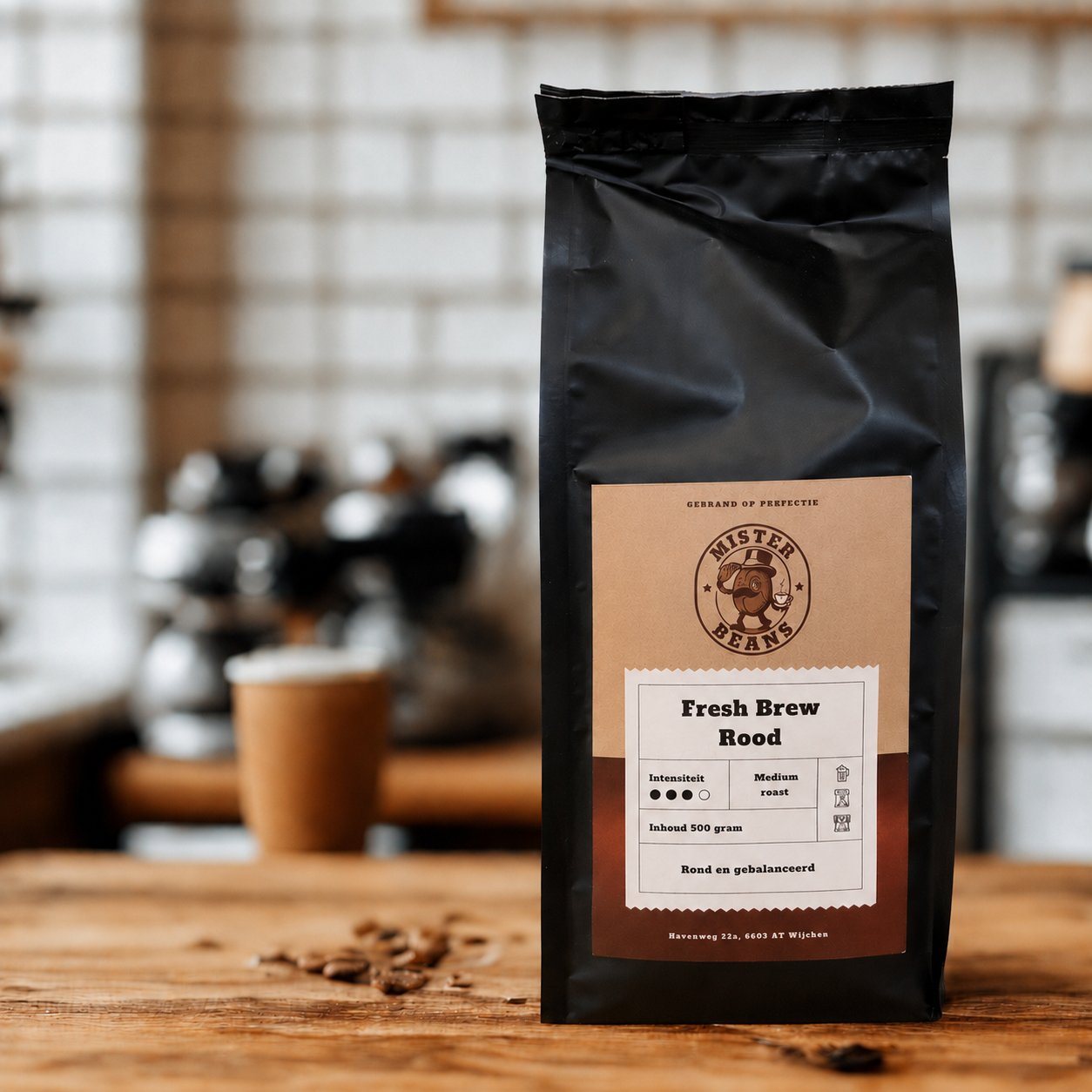 Verpakking Fresh Brew Rood gemalen koffie, rond en gebalanceerd